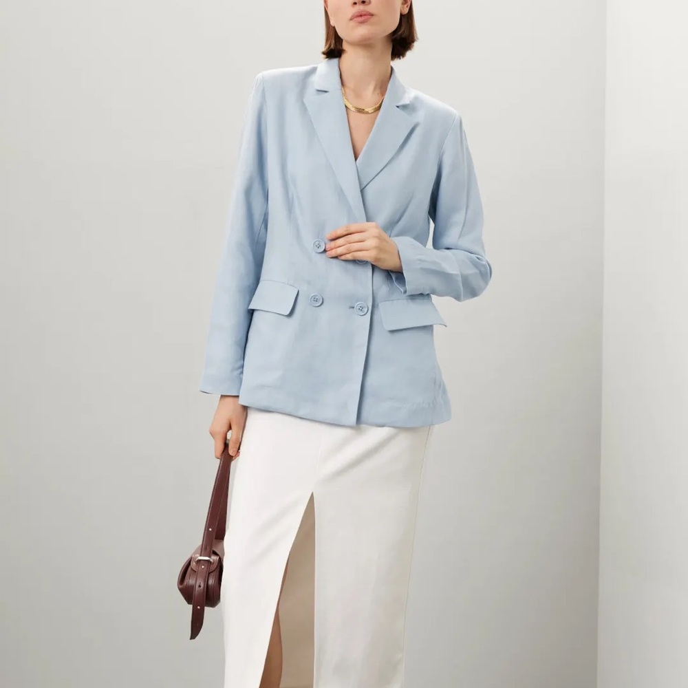 Rosetta Getty Blue Double Breasted Blazer - Picture 2 of 12